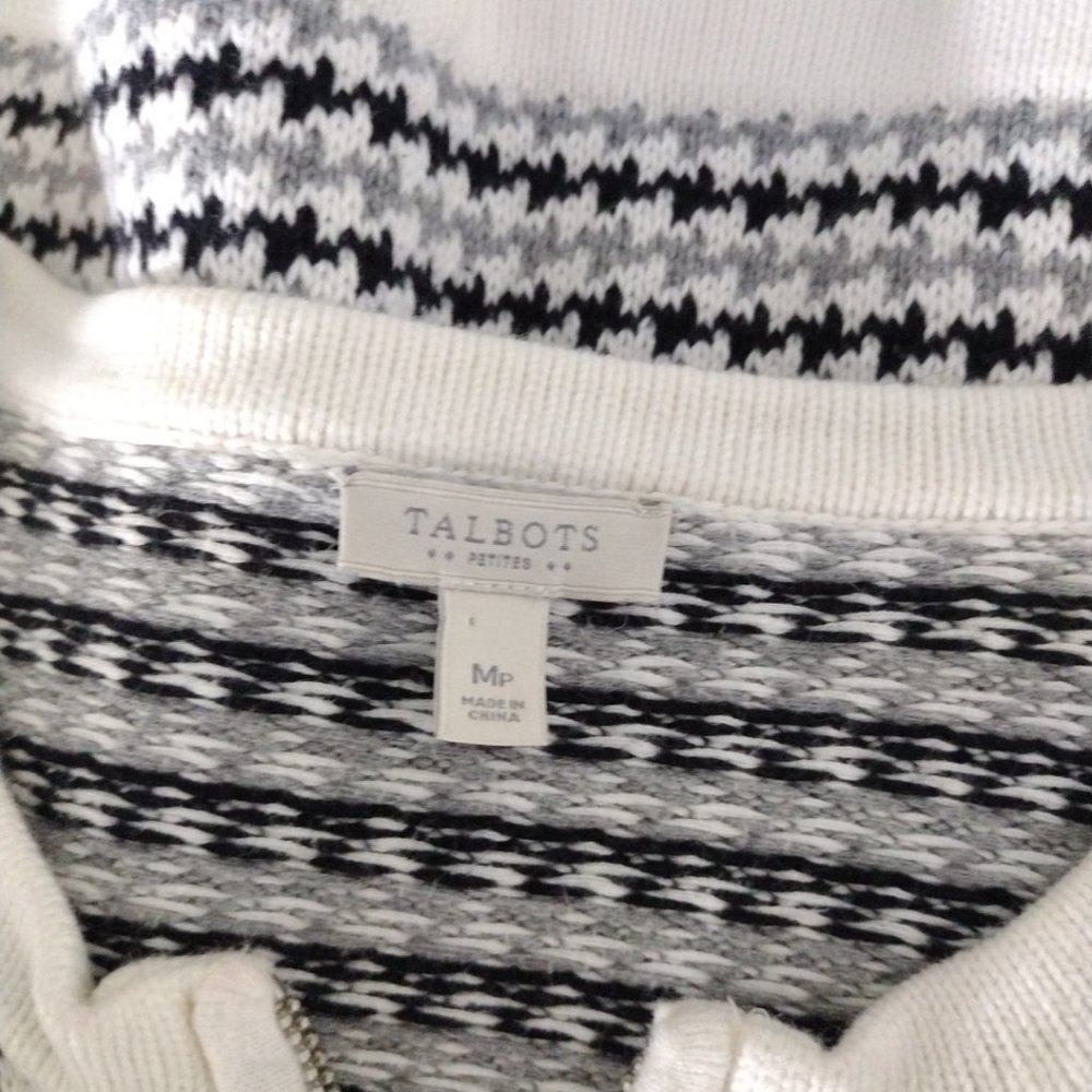 Talbots Houndstooth Pattern Zip Front Sweater Lon… - image 8